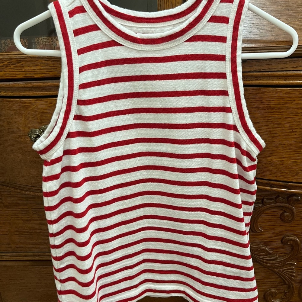 LOFT Red and White Striped Top